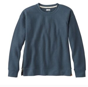 L.L. Bean Women's Waffle Knit Crewneck Sweater - Blue